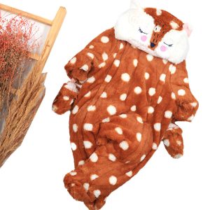 سرهمی بچه گانه پولیشی کلاهدار قهوه ای طرح روباه du pareil