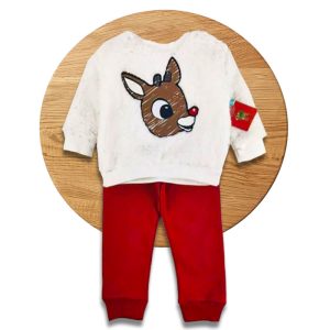 ست بلوز شلوار بچه گانه طرح گوزن Rudolph
