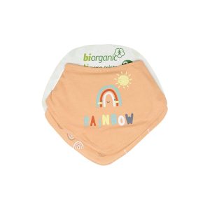 ست پیشبند دستمال گردنی 2 عددی نوزادی طرح رنگین کمان بیو ارگانیک biorganic
