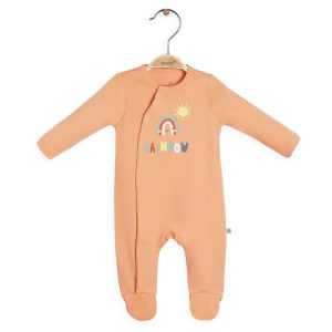 سرهمی جوراب دار نوزادی دخترانه طرح رنگین کمان بی ارگانیک biorganic