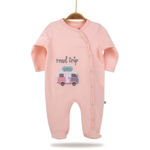 سرهمی جورابی نوزاد دخترانه طرح سفر بی ارگانیک biorganic