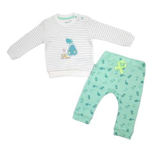 ست بلوز آستین بلند و شلوار بچه گانه طرح گلابی بی ارگانیک Biorganic