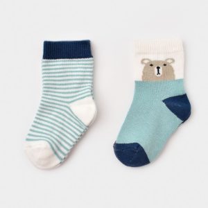 پک جوراب 2 عددی کودک پسرانه سبز طرح خرس بی ارگانیک biorganic