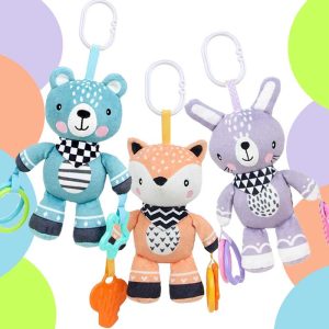 آویز عروسکی جغجغه ای کریر و کالسکه حیوانات