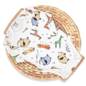 زیر دکمه دار آستین بلند نوزاد طرح حیوانات بیبی فورلایف Baby4life