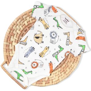 زیر دکمه دار آستین کوتاه نوزاد طرح حیوانات بیبی فورلایف Baby4life