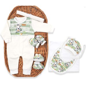 ست لباس نوزاد بیمارستانی طرح گورخر مادرکر