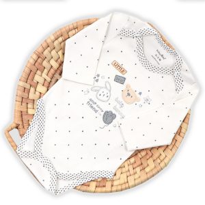 زیردکمه دار آستین بلند نوزاد طرح خرس و خرگوش بیبی فورلایف Baby4life