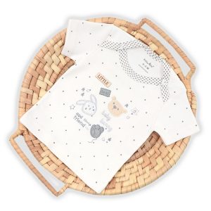 بلوز آستین کوتاه نوزاد طرح خرس و خرگوش بیبی فورلایف Baby4life