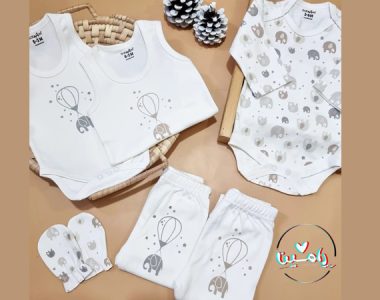 خرید اینترنتی لباس اسپرت نوزاد طرح فیل بیبی فور لایف