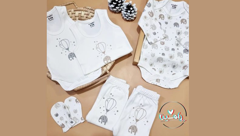 خرید اینترنتی لباس اسپرت نوزاد طرح فیل بیبی فور لایف