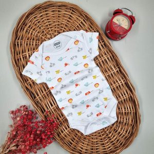 زیر دکمه دار آستین کوتاه دخترانه طرح حیوانات رنگی کمان ماماز پاپاز