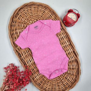 زیر دکمه دار آستین کوتاه دخترانه طرح صورتی خالدار ماماز پاپاز