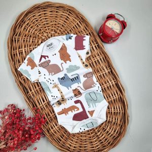 زیر دکمه دار آستین کوتاه پسرانه طرح باغ وحش ماماز پاپاز