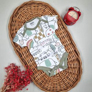 زیر دکمه دار آستین کوتاه پسرانه طرح باغ رنگی ماماز پاپاز