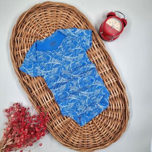 زیر دکمه دار آستین کوتاه پسرانه طرح دایناسور آبی ماماز پاپاز