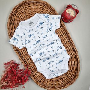 زیر دکمه دار آستین کوتاه طرح جنگل آبی ماماز پاپاز