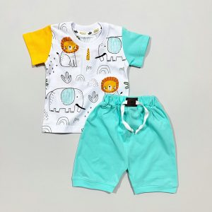 ست تیشرت شلوارک بچه گانه پسرانه طرح جنگل سولو