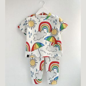 ست تیشرت شلوار بچه گانه طرح رنگین کمان کوالا