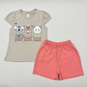 ست تیشرت شلوارک بچه گانه دخترانه طرح حیوانات نیلسام Nilsam