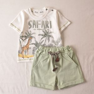 ست تیشرت شلوارک بچه گانه پسرانه طرح سافاری