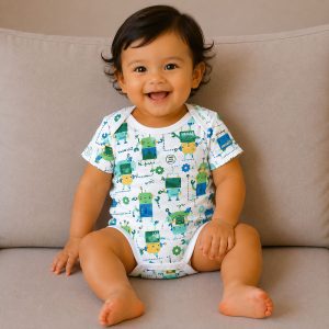 زیر دکمه دار آستین کوتاه پسرانه طرح ربات ها ماماز پاپاز Mamas Papas