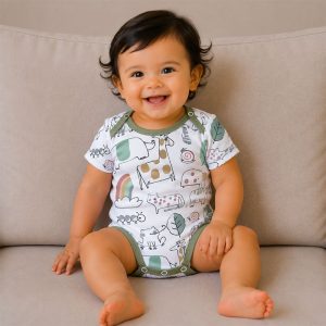 زیر دکمه دار آستین کوتاه پسرانه طرح باغ رنگی ماماز پاپاز Mamas Papas