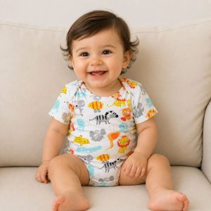 زیر دکمه دار آستین کوتاه اسپرت طرح حیوانات آبرنگی ماماز پاپاز Mamas Papas