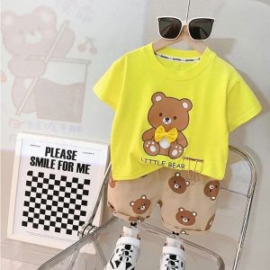 ست تیشرت شلوارک بچه گانه طرح خرس زرد Little Bear