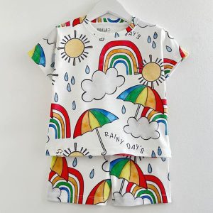 ست تیشرت شلوارک بچه گانه طرح رنگین کمان کوالا