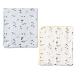 پتو کنفی موسلین نوزادی طرح نخل بی بیبی