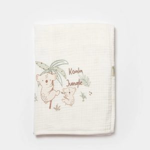 پتو کنفی موسلین طرح جنگل کوالا بی ارگانیک