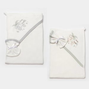 ست حوله کلاه دار و لیف نوزادی طرح کوالا بی ارگانیک