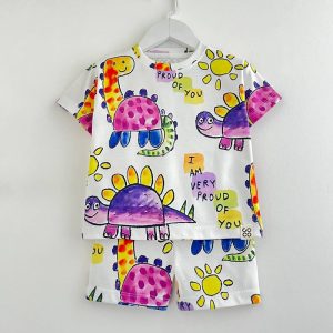 ست تیشرت شلوارک بچه گانه طرح نقاشی دایناسورها کوکو