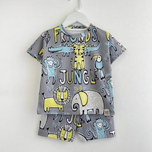 ست تیشرت شلوارک بچه گانه طرح جنگل حیوانات کوکو