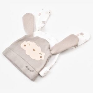 کلاه گوش دار نوزادی اسپرت 2 عددی طرح گوسفند بی ارگانیک