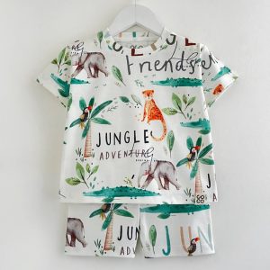 ست تیشرت شلوارک بچه گانه طرح جنگل کوکو