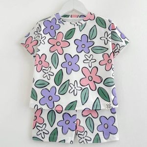 ست تیشرت شلوارک بچه گانه طرح گل کوکو