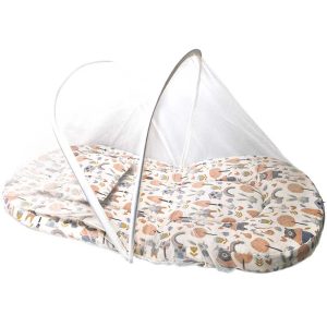 پشه بند فنری نوزاد با تشک و بالش نخی طرح جنگل بیبی لایک