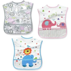 پیشبند غذاخوری پلاستیکی بچه گانه تک عددی طرح حیوانات جنگل لیون بیر