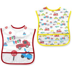 پیشبند غذاخوری پلاستیکی بچه گانه تک عددی طرح ماشین لیون بیر