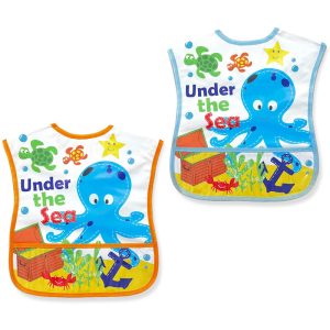 پیشبند غذاخوری پلاستیکی بچه گانه تک عددی طرح هشت پا لیون بیر