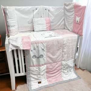 سرویس رختخواب 7 تکه نوزاد طرح خرس صورتی لیزا