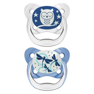 پستانک ارتودنسی دو عددی 0 تا 6 ماه طرح شبرنگ سنجاقک و جغد دکتر براون