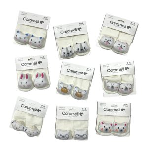 جوراب عروسکی نوزاد 0 تا 6 ماه کارامل