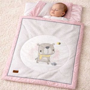 سرویس رختخواب 4 تکه نوزاد دخترانه طرح خرس و جوجه تیغی صورتی لیزا Lisa