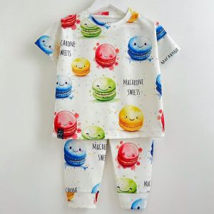 ست تیشرت شلوار بچه گانه طرح ماکارون کوالا