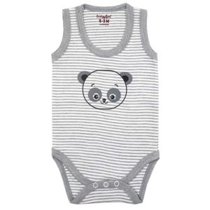 زیردکمه دار رکابی نوزاد راه راه طرح پاندا بیبی فورلایف