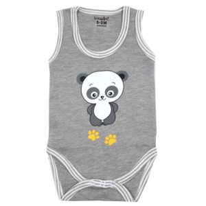 زیردکمه دار رکابی نوزاد طوسی طرح پاندا بیبی فورلایف