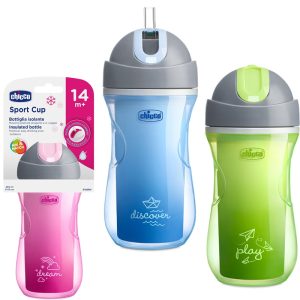 لیوان آبخوری دو جداره 266 میل نی دار مدل sport cup چیکو